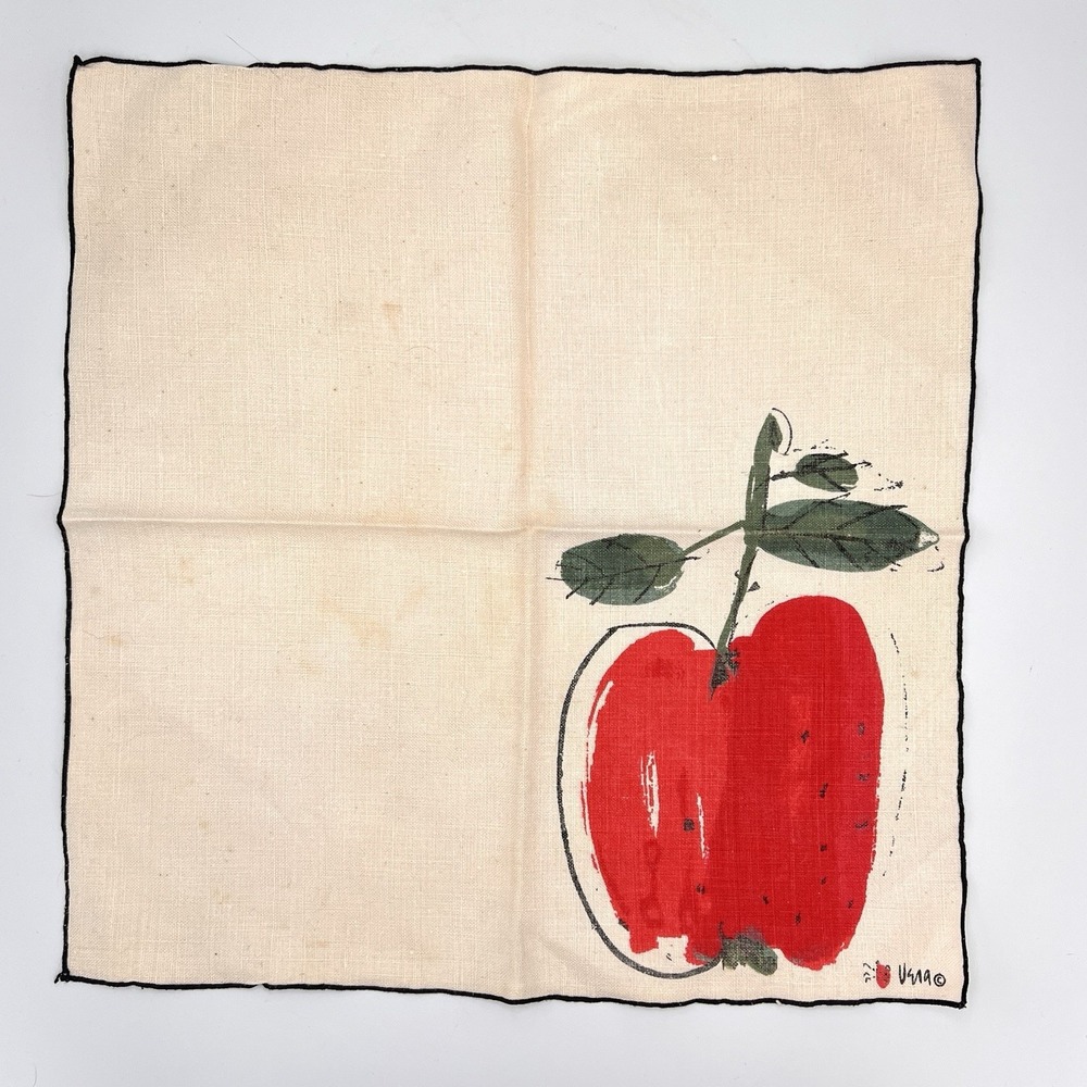 Vintage Vera Neumann Red Apple Linen‎ Cotton napkins Set of 4 - Picture 7 of 12